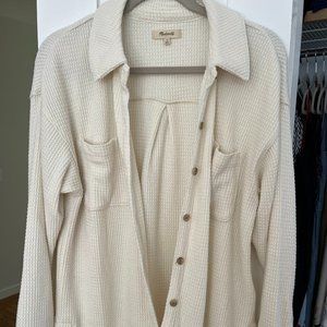 Madewell Waffle Knit Shirt-Jacket in Cream
